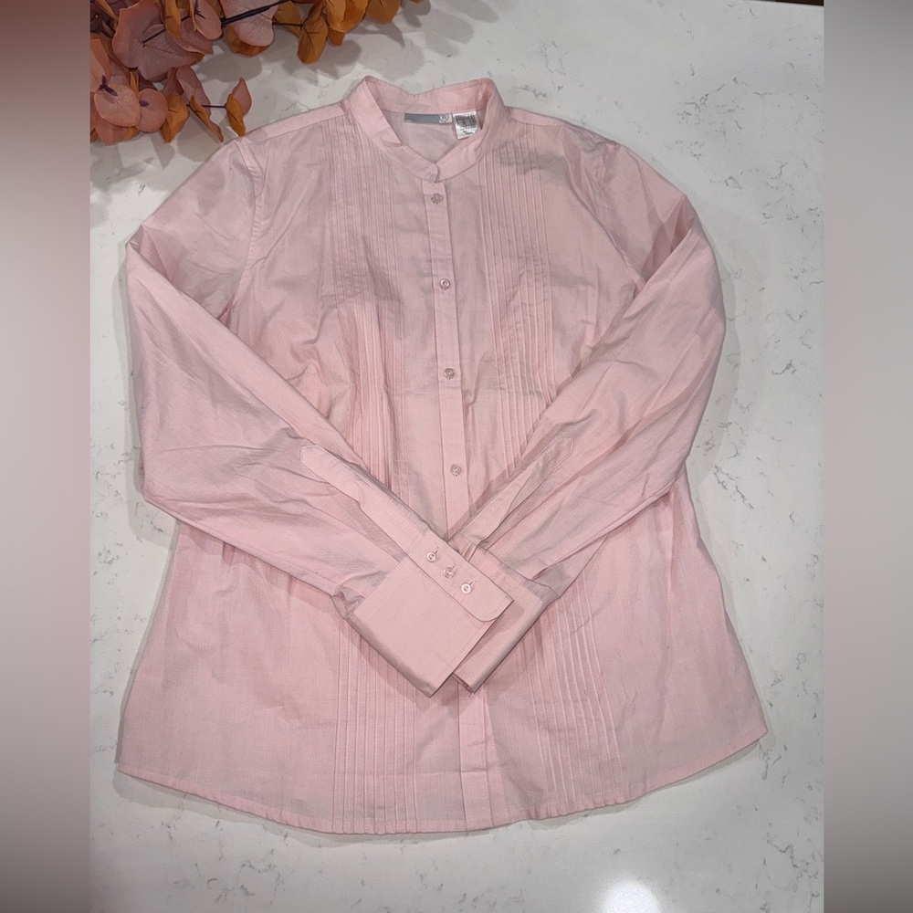 Pink Button-Up Shirt 100%cotton